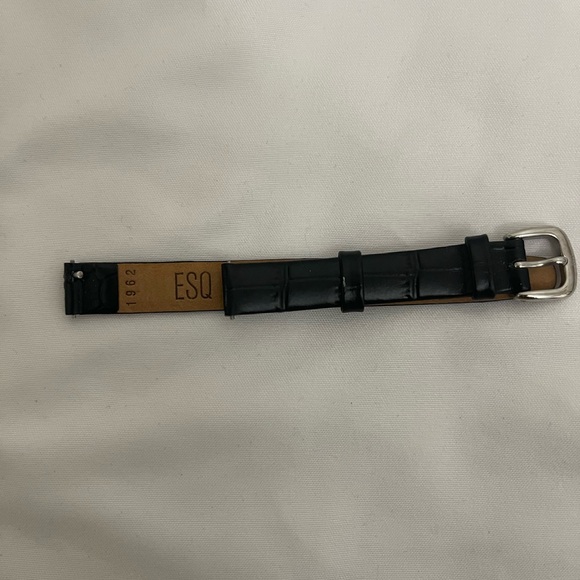 ESQ Esquire Black Croc Embossed Leather Replacement Watch Strap - Picture 3 of 3